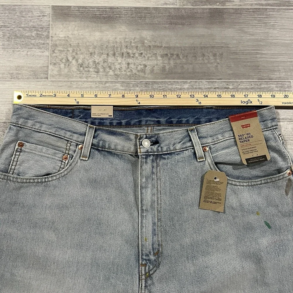 New! Levi's 550 '92 Jeans Relaxed Taper Mens 38X30 Distressed Retro Paint $79.50